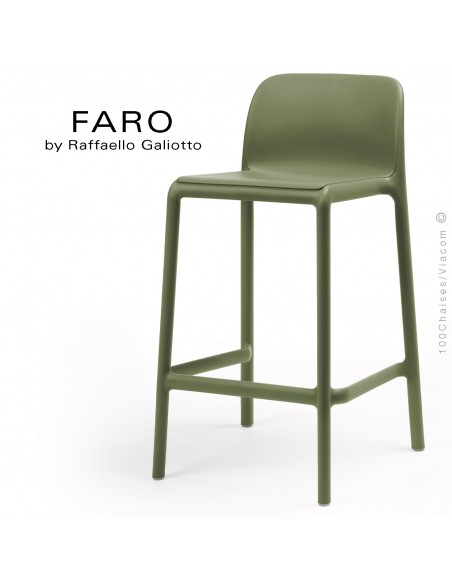 Tabouret de cuisine FARO, sturcture et assise plastique couleur vert.