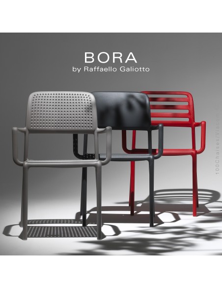 Collection RIVA, BORA, COSTA sturcture et assise plastique couleur.