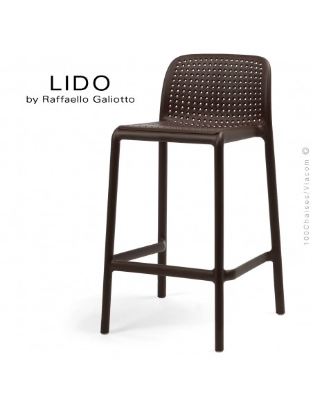 Tabouret de cuisine LIDO, sturcture et assise plastique couleur café.