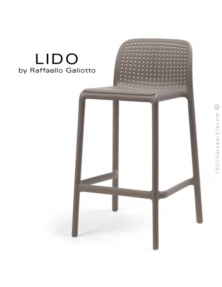 Tabouret de cuisine LIDO, sturcture et assise plastique couleur gris tourterelle.