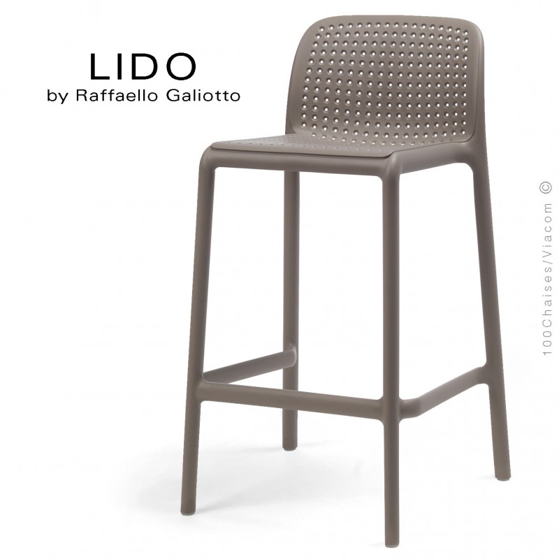Tabouret de cuisine LIDO, sturcture et assise plastique couleur gris tourterelle.