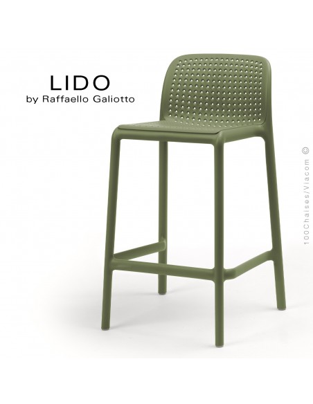 Tabouret de cuisine LIDO, sturcture et assise plastique couleur vert.
