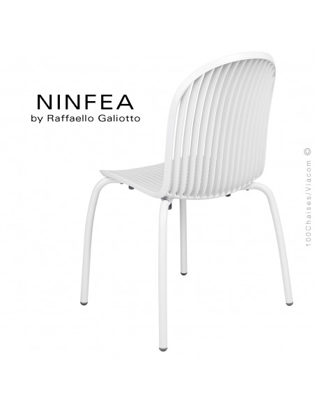 Chaise NINFEA, pietement aluminium, assise plastique, couleur blanc.