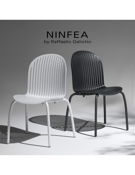 Collection NINFEA, pietement aluminium, assise plastique.