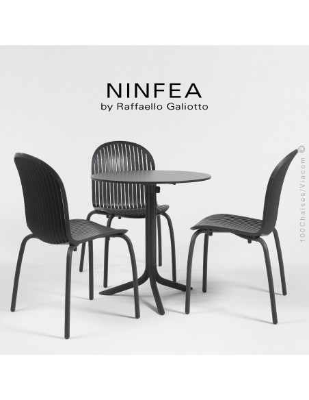 Collection NINFEA, pietement aluminium, assise plastique.