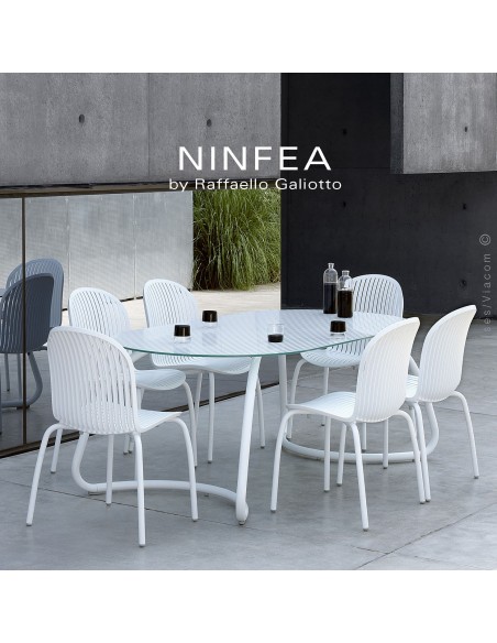 Collection NINFEA, pietement aluminium, assise plastique.