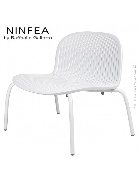 Chaise lounge NINFEA relax, pietement aluminium, assise plastique couleur blanc.
