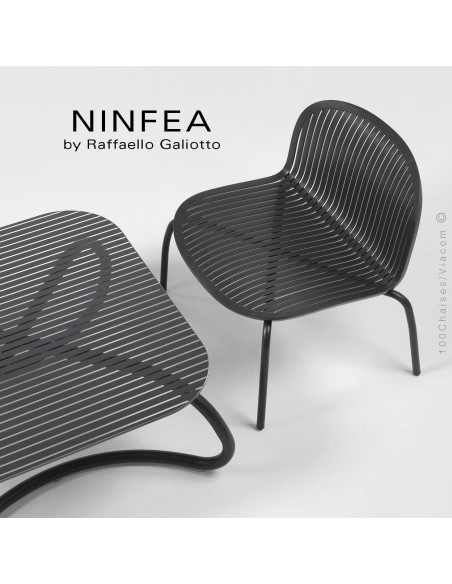 Collection NINFEA, pietement aluminium, assise plastique.