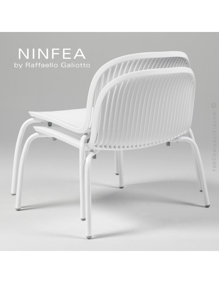 Collection NINFEA, pietement aluminium, assise plastique.