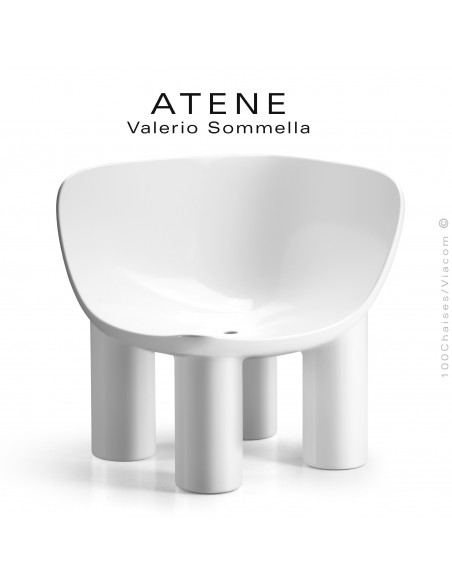 Fauteuil ou module banquette d'angle lounge ATENE, structure monobloc plastique couleur blanc.
