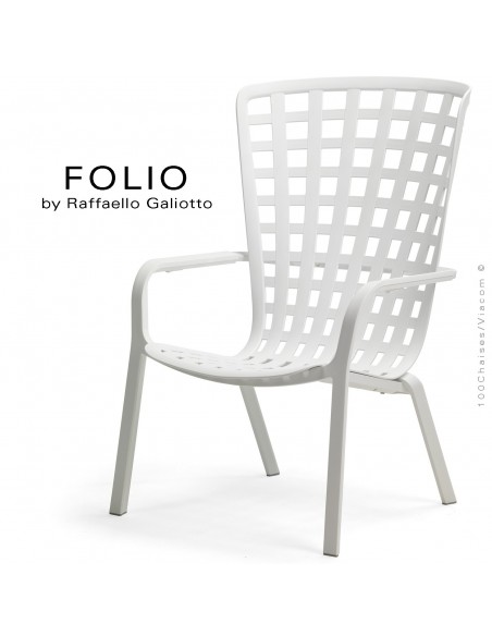 Fauteuil bergère FOLIO, structure et assise plastique blanc.