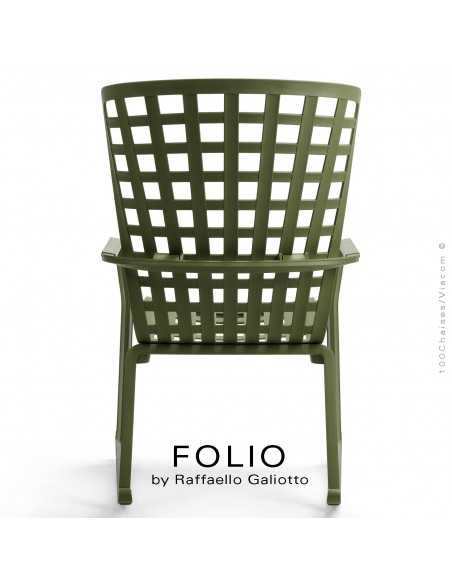 Fauteuil à bascule design FOLIO, structure et assise plastique vert.