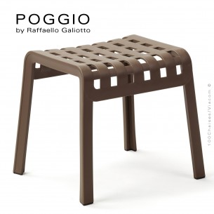 Tabouret, repose-pied design POGGIO, structure et assise plastique marron.