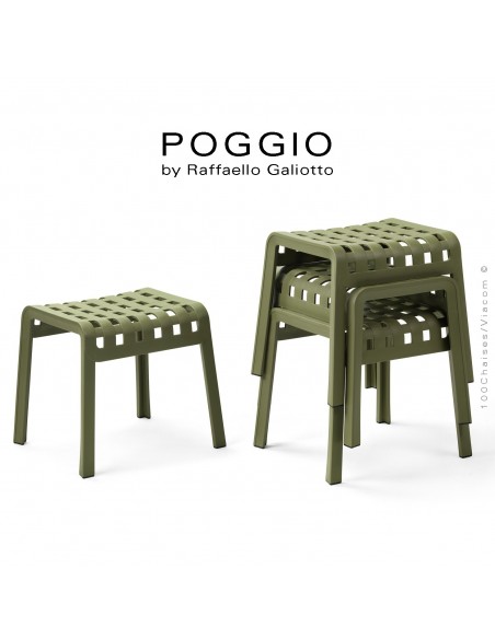 Tabouret, repose-pied design POGGIO, structure et assise plastique.