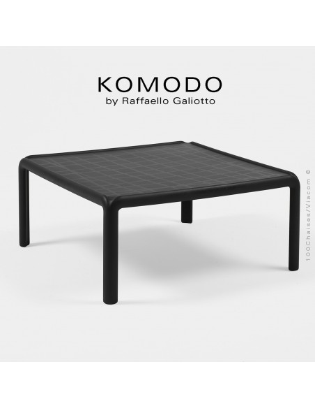 Table basse KOMODO, structure 4 pieds plastique, plateau carré plastique.
