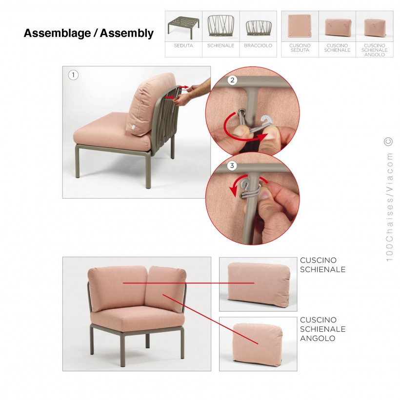 Coussin assise et dossier chaise et fauteuil - écru