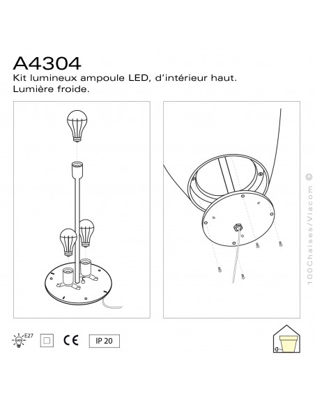 A4304 - Kit d'éclairage haut d'intérieur - lumière froide.