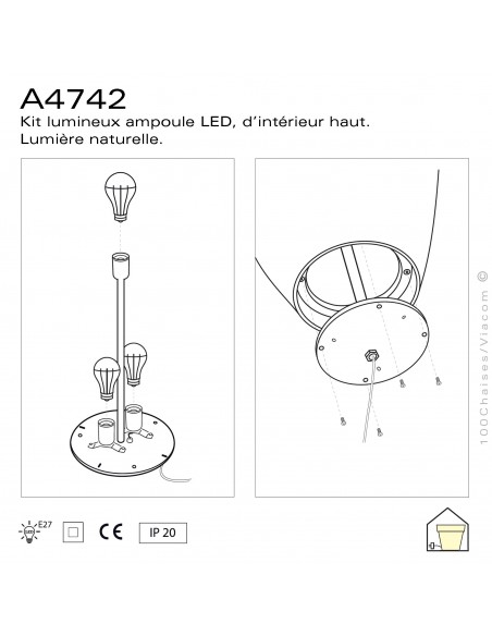 A4742 - Kit d'éclairage haut d'intérieur - lumière naturelle.