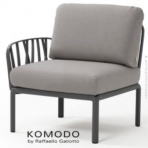 Élément latéral KOMODO, structure plastique anthracite, coussin tissu gris.