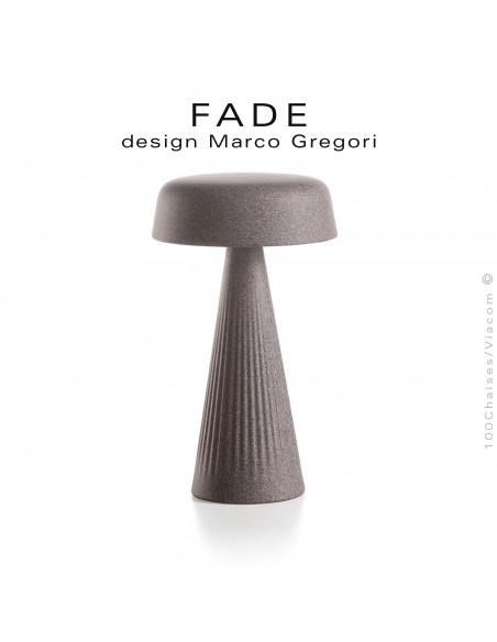 Lampe de table FADE, structure plastique nervurée couleur argile, éclairage d'ambiance par LED.