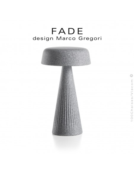 Lampe de table FADE, structure plastique nervurée couleur vieille pierre, éclairage d'ambiance par LED.