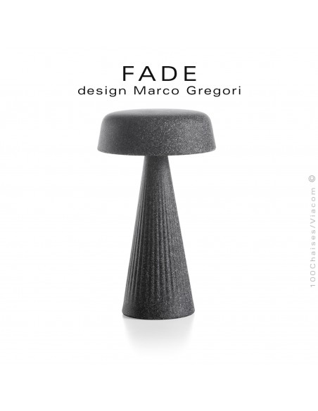Lampe de table FADE, structure plastique nervurée couleur granite, éclairage d'ambiance par LED.