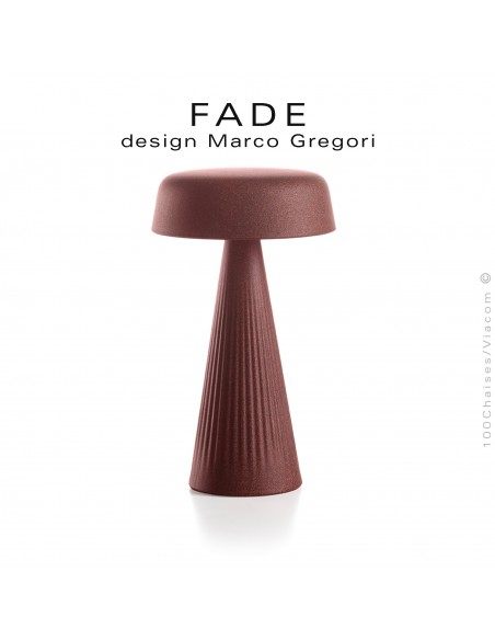 Lampe de table FADE, structure plastique nervurée couleur pierre de lave, éclairage d'ambiance par LED.