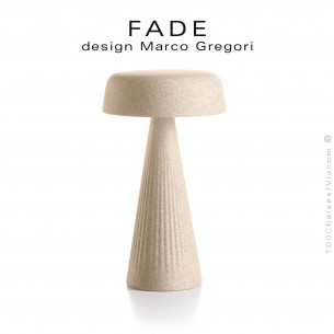 Lampe de table FADE, structure plastique nervurée couleur pierre, éclairage d'ambiance par LED.