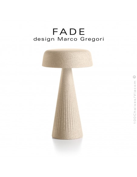 Lampe de table FADE, structure plastique nervurée couleur pierre, éclairage d'ambiance par LED.