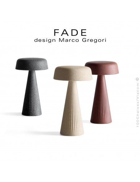 Lampe de table FADE, structure plastique nervurée plastique couleur, éclairage d'ambiance par LED.