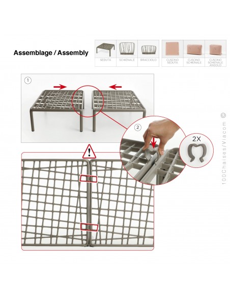 Élément d'angle canapé modulaire KOMODO, structure plastique, avec