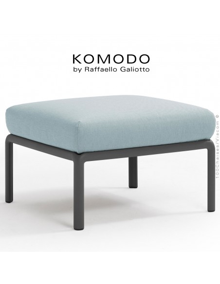 Élément pouf KOMODO, structure plastique anthracite, avec coussin tissu bleu clair.