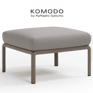 Élément pouf KOMODO, structure plastique gris tourterelle, avec coussin tissu gris.