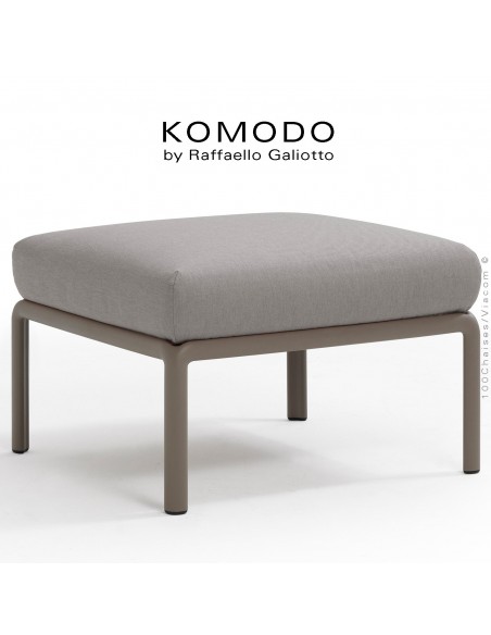 Élément pouf KOMODO, structure plastique gris tourterelle, avec coussin tissu gris.