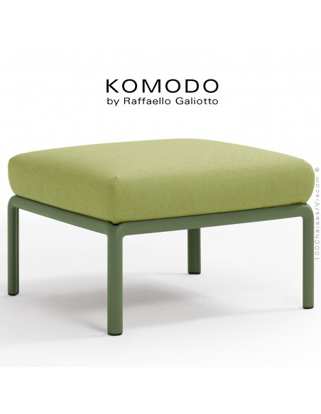 Élément pouf KOMODO, structure plastique vert, avec coussin tissu vert clair.