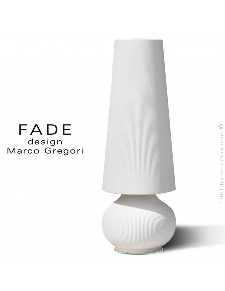 Maxi lampe lumineuse FADE, structure plastique nervurée couleur blanc-U1, éclairage par LED, avec platine de sol inox.