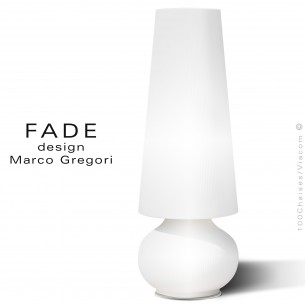 Maxi lampe lumineuse FADE, structure plastique nervurée couleur blanc-U1, éclairage par LED, avec platine de sol inox.