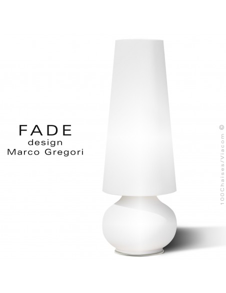 Maxi lampe lumineuse FADE, structure plastique nervurée, éclairage par LED,  avec platine de sol inox.