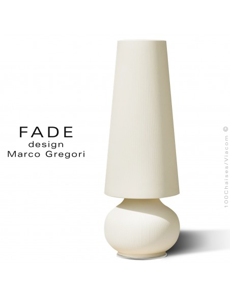 Maxi lampe lumineuse FADE, structure plastique nervurée couleur neutre-98, éclairage par LED, avec platine de sol inox.