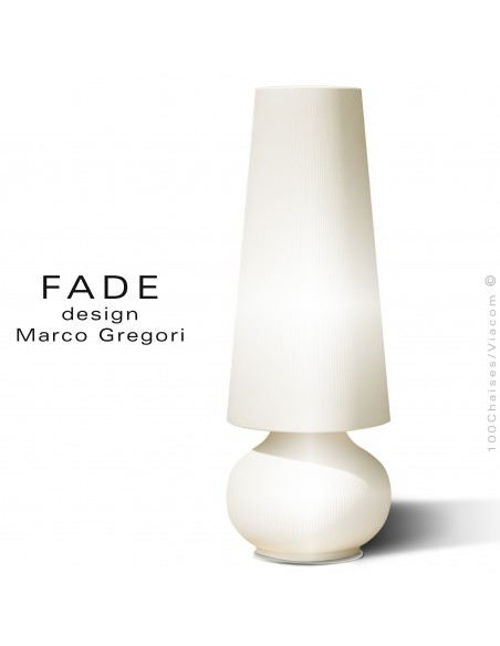 Maxi lampe lumineuse FADE, structure plastique nervurée couleur neutre-98, éclairage par LED, avec platine de sol inox.