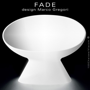 Fauteuil lumineux design lounge FADE, structure plastique blanc, pour terrasse en bord de mer ou à la montagne.