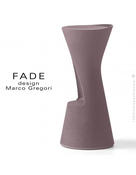 Tabouret design FADE, structure plastique avec repose pieds, couleur argile, pour terrasse en bord de mer ou à la montage.