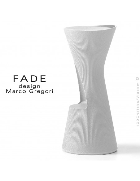Tabouret design FADE, structure plastique avec repose pieds, couleur blanc, pour terrasse en bord de mer ou à la montage.