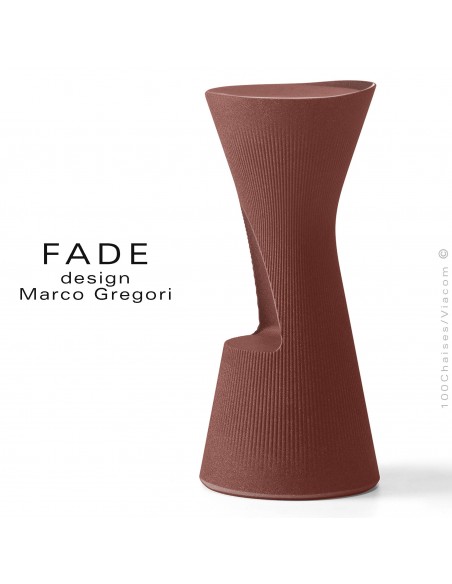 Tabouret design FADE, structure plastique avec repose pieds, couleur pierre de lave, pour terrasse bord de mer ou montage.