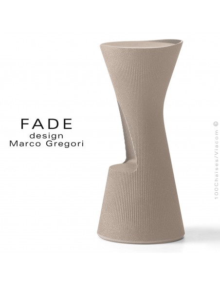 Tabouret design FADE, structure plastique avec repose pieds, couleur pierre, pour terrasse bord de mer ou montage.