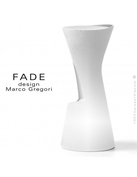 Tabouret lumineux design FADE, structure plastique blanche avec repose pieds, pour terrasse en bord de mer ou à la montage.