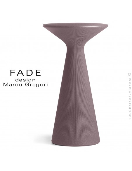 Table haute ou mange debout design FADE, structure plastique couleur argile, pour terrasse en bord de mer ou à la montage.