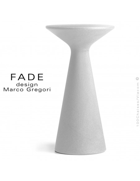 Table haute ou mange debout design FADE, structure plastique couleur blanc, pour terrasse en bord de mer ou à la montage.