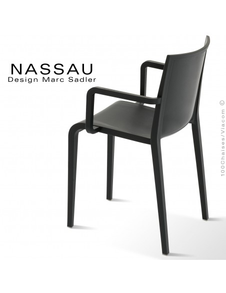 Fauteuil pour hôtel, restaurant, jardin NASSAU structure plastique couleur noir