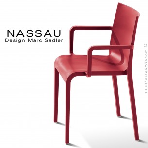 Fauteuil pour hôtel, restaurant, jardin NASSAU structure plastique couleur rouge Marsala